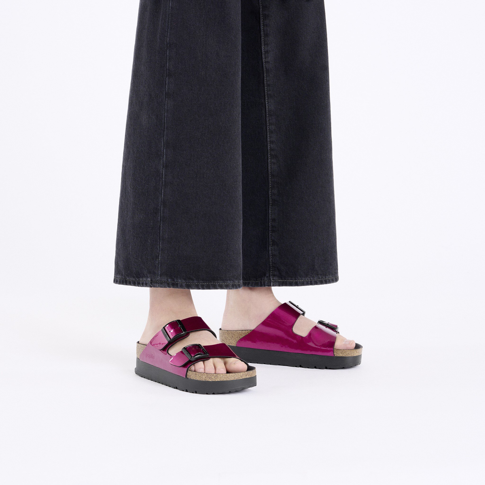 Arizona Flex Platform Birko Flor Patent Steel Magenta BIRKENSTOCK