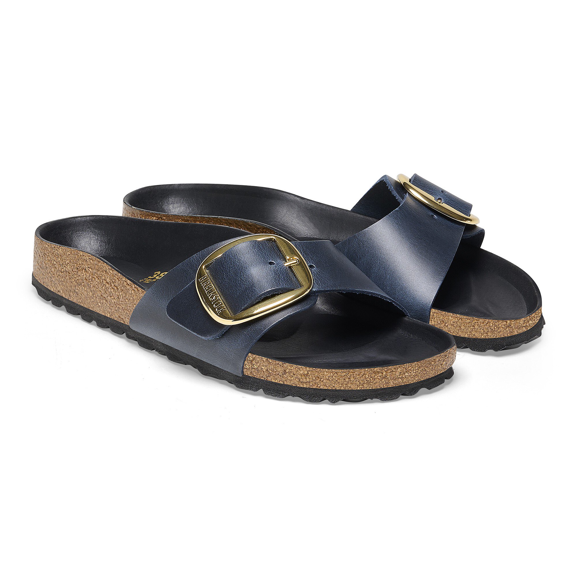 Madrid Big Buckle Natural Leather Oiled Blue Birkenstock