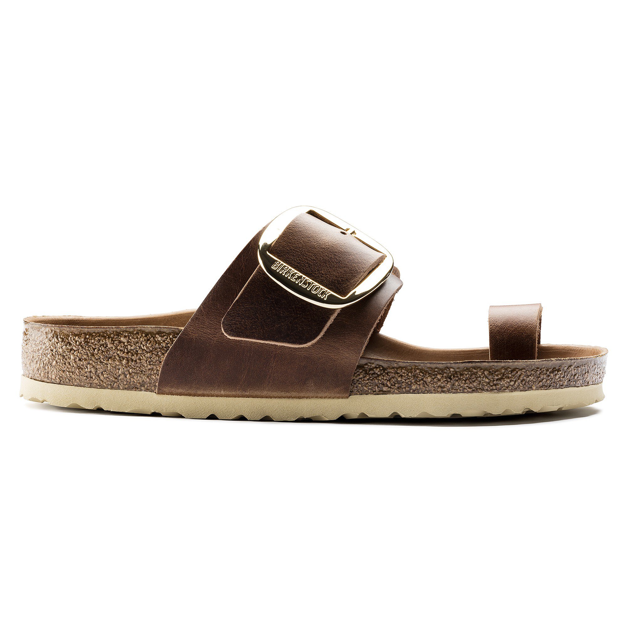 birkenstock big buckle oiled leather cognac