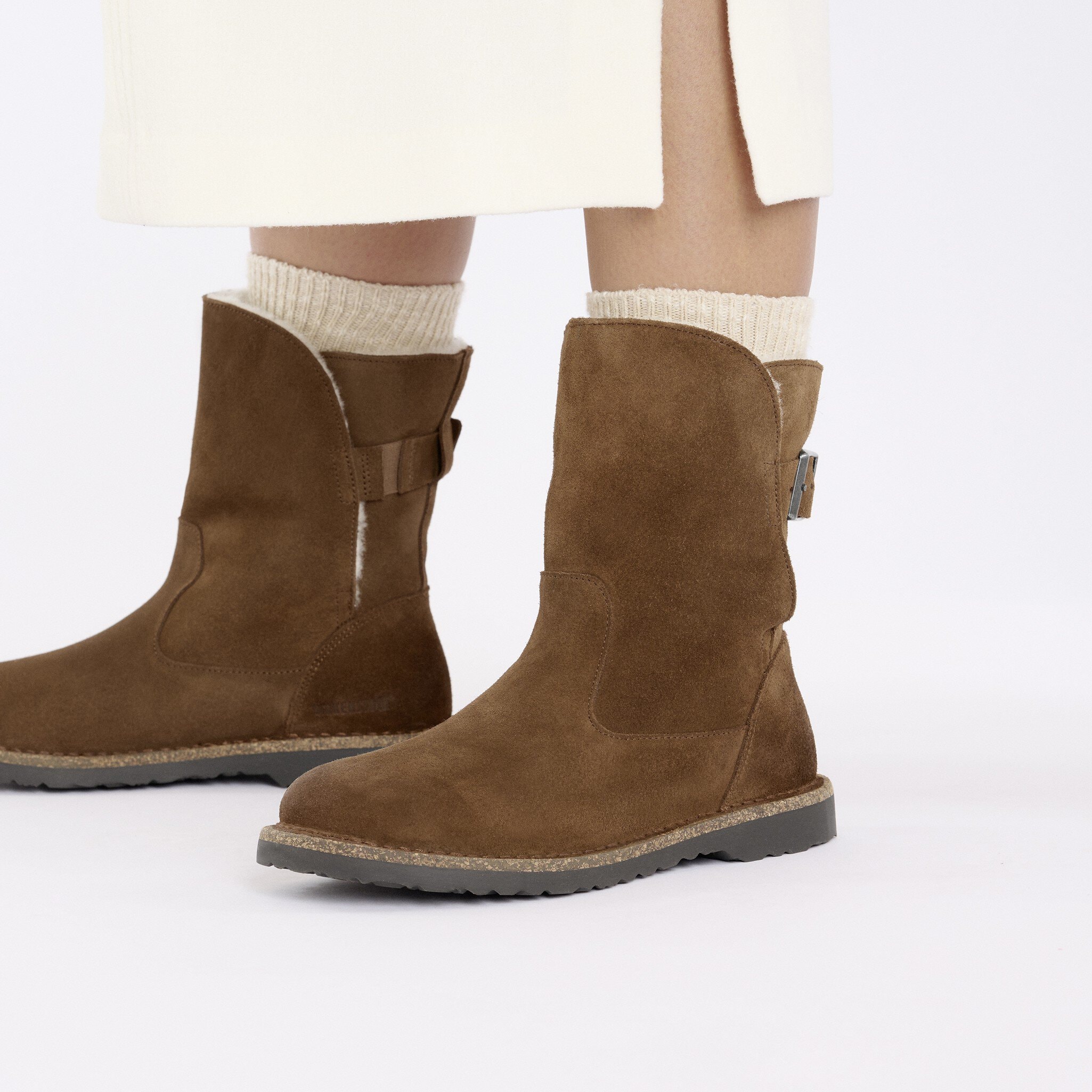 Uppsala Shearling Suede Leather Dark Tea Birkenstock